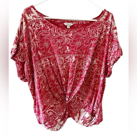 Lucky Brand Tops - GUC Lucky Brand Red Cap Sleeve Twist Knot Top Size XL